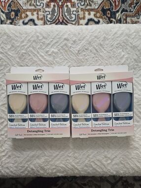 WET BRUSH BRAND ORIGINAL DETANGLER BRUSHES BUNDLE OF 2 SETS DETANGLING TRIO
